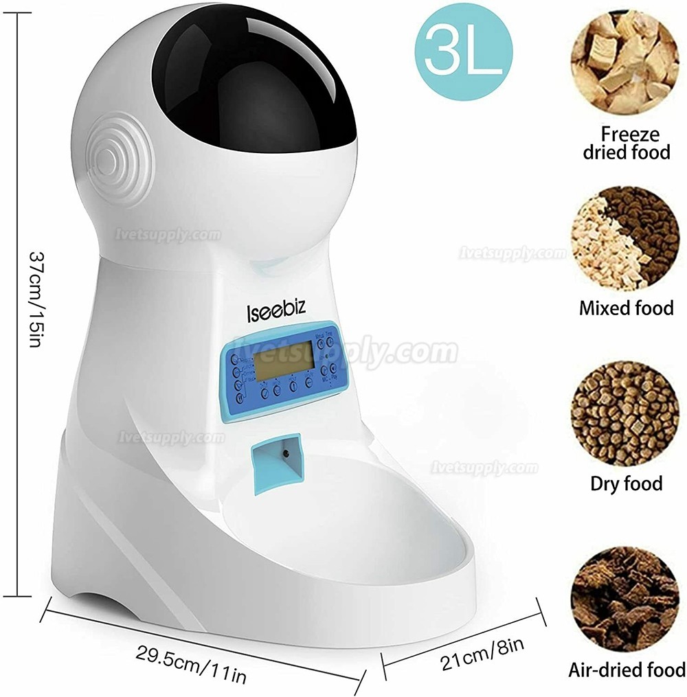 Automatic 3L Pet Cat Dog Timed Feeder Food Dispenser Bowl Portion Control